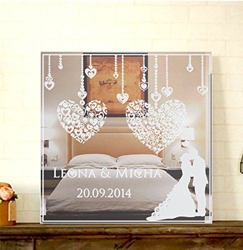 Motivspiegel Spiegel zur Hochzeit mit Gravur Wanddeko & Wanddekoration mit Spiegelgravur schönes Geschenk zur Hochzeit & Hochzeitstag, Jahrestag - Personalisierbar
