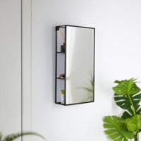 Praktischer WANDSPIEGEL MIT ABLAGE Badspiegel Regal Spiegelschrank Badezimmer Spiegel SCHWARZ Metall 61 x 31 x 13 cm