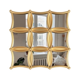 Quadratischer goldfarbener Spiegel, 43,2 x 43,2 cm goldener Akzent für Wohnzimmer Wanddekoration gerahmter Badezimmerspiegel, dekorativer Wandspiegel