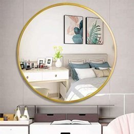 Runder Goldener Spiegel mit Gold Metallrahmen HD Wandspiegel mit Rahmen für Badzimmer, Ankleidezimmer oder Wohnzimmer Schminkspiegel