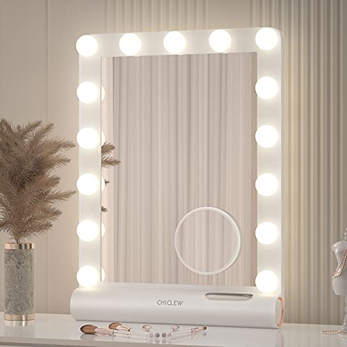 Schminkspiegel mit Beleuchtung Hollywood Spiegel Tischspiegel mit Licht dimmbare LED-Lampen Vergrößerung Tisch-Kosmetikspiegel
