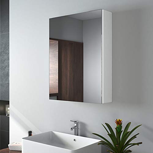 breiter Hängeschrank Bambus Badschrank Spiegel Bad Spiegelschrank zweitürig 