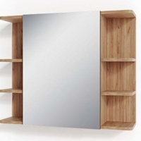 Spiegelschrank mit Ablage Badmöbel Eiche Anthrazit Bad Spiegel Unterschrank Badschrank Schrank Natur praktisch modern