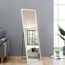 Standspiegel mit Weißen Rahmen aus Holz 140x50cm HD Eckspiegel Groß Ganzkörperspiegel Wohnzimmer oder Ankleidezimmer