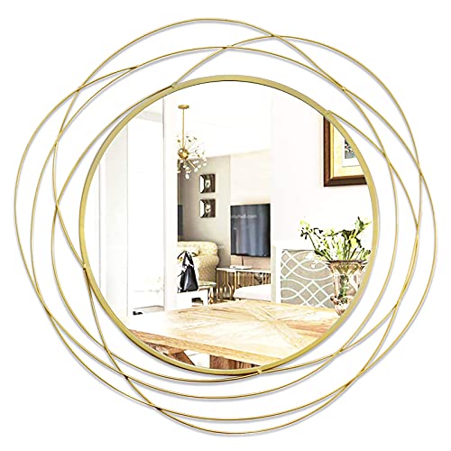 Wandspiegel Goldene Ringe rund dekorativer Gold Rahmen für Badezimmer, Waschtisch, Wohnzimmer oder Schlafzimmer, 68,1 x 68,1 cm