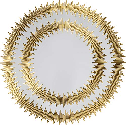 Goldener großer Design Spiegel LUXUS Wandspiegel Gold Verzierungen Spiegel runder Wandspiegel 132x132x5cm Solare