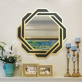 Metall-Polygon-Wandspiegel, Wall Art Decor Wall Art Dekorativer klarer Design-Spiegel für Zuhause, Hotel, Schlafzimmer, Badezimmer, Ornamente