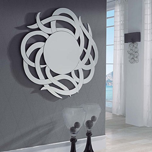 Moderner Design-Spiegel, geschwungene Form Design Kunst Wandspiegel modern elegant120x119,5cm