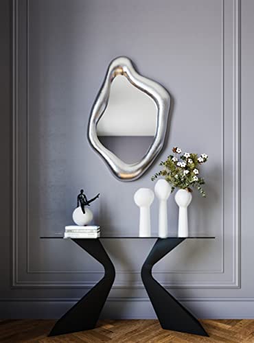 Design Spiegel Hologramm Silber 117x68cm Kare Design Spiegel für die Wandspiegel silberner Spiegel mit silbernen Rahmen
