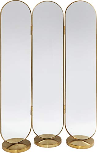 Goldener Raumteiler als Spiegel, abgerundete Form Goldenes Kare Design Paravent Swing 166x106x31cm Luxus Edel Hochwertig