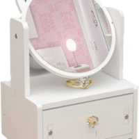 Schmuckkasten mit Spiegel, Schmuckkästchen mit Schubladen, Schmuck-Organizer, Kosmetik Organizer für Make Up & Schmuckaufbewahrung, Ringe, Armbänder, Ohrringe