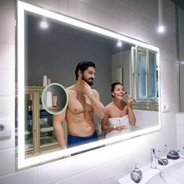 Badspiegel  mit LED Beleuchtung - Individuell Nach Maß - Beleuchtet Wandspiegel Lichtspiegel Badezimmerspiegel - LED Farben Kaltweiß/Warmweiß