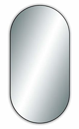 Deko Wandspiegel Spiegel - Ovaler Spiegel mit schwarzem Metallrahmen - Badspiegel - modern stylish 80x40 cm