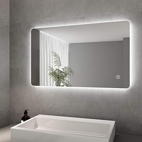 ELEGANT LED Spiegel mit Beleuchtung Badspiegel kaltweiß Badezimmer Energiesparend Wandspiegel Beschlagfrei Badezimmerspiegel