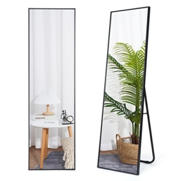 Ganzkörperspiegel 150x40cm Rechteckig Schwarz Metallrahmen Standspiegel für Schlafzimmer Spiegel groß wandspiegel