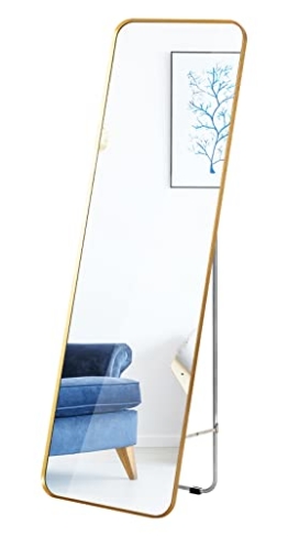 Großer Wandspiegel Ganzkörperspiegel Gold Rahmen, Türspiegel mit goldenem Stahlrahmen Spiegel in Körpergröße, Hängespiegel für Schlafzimmer und Wohnzimmer, 40 cm x 130 cm