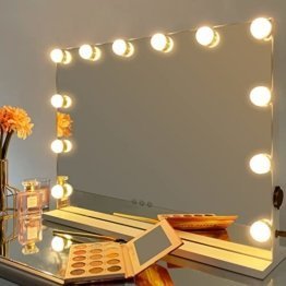 Hollywood Spiegel mit Beleuchtung Schminkspiegel mit Licht Makeup Spiegel mit LED Glühbirnen Tischspiegel Kosmetikspiegel 58X43cm