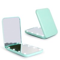 Kompaktspiegel Vergrößerungsspiegel mit Licht Cyan,1x/3x Magnetschalter-Klappspiegel, Reise-Schminkspiegel, Taschenspiegel für Handtasche, Geschenke für Mädchen