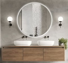 LED Badspiegel Rund 70 cm, Wand Spiegel Badezimmerspiegel mit Beleuchtung, Lichtfarbe Kaltweiß 4200K IP44