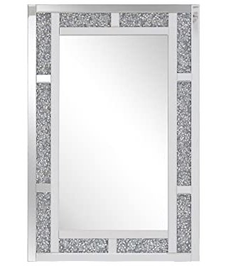 Moderner Wandspiegel mit Glas-Rahmen Silber 60x90 cm Rechteckiger Spiegel Raum Zimmer Flur Eingang