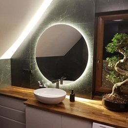 Runder Badspiegel mit LED Beleuchtung - Individuell Nach Maß - Beleuchtet Wandspiegel Lichtspiegel Badezimmerspiegel beleuchtet Bad Licht Spiegel