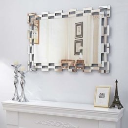 Spiegel Großer Dekorativer Design Wandspiegel 90X60cm mit Glasrahmen Rechteckig Spiegel für Flur, Wohnzimmer