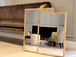Spiegel - hochwertiger Wandspiegel 55 x 75 cm - Quadratisch - Rahmen Natur Holz/MDF - moderner Spiegel Holzrahmen