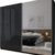 Spiegel Kleiderschrank Modern für Schlafzimmer, Schwebetüren, Hochglanz, Spiegel in Schwarz Matt und Schwarz Hochglanz