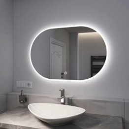 Spiegel Ovaler Badspiegel Badezimmerspiegel Oval mit Beleuchtung Badspiegel LED Oval Dekoration 3 Lichtfarbe Lichtspiegel Wandspiegel mit Touch