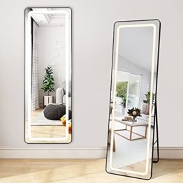 Standspiegel mit Beleuchtung 160x50cm Ganzkörperspiegel Wandspiegel, Dimmbar, Touch, Modern Lichtspiegel für Wohnzimmer Schlafzimmer Flur Ankleidezimmer