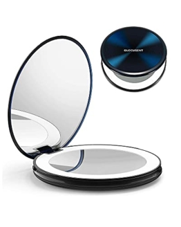 Vergrößerungs-Makeup-Spiegel mit Licht, Ringlicht, 3 Farbmodi & Einstellbare Helligkeit Wiederaufladbar & Langlebig, Perfekt für Reisen, Kompakt & Faltbar,