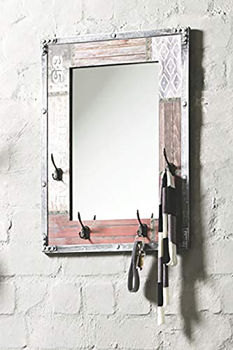 Vintage Wandspiegel Shabby Chic Rustikaler Spiegel mit Holzoptik Dekor Flur Garderobe Wandgarderobe 55 x 75 cm