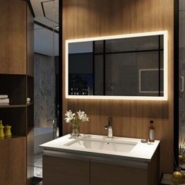Wandspiegel Badezimmerspiegel LED Badspiegel Lichtspiegel mit Beleuchtung mit Touch Schalter, Dimmbar Warmweiß/Kaltweiß 3000K-6400K
