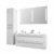 Badmöbel Set mit LED Spiegel Doppelwaschtisch mit Unterschrank 120 x 50 cm, Hochschrank und Badspiegel I Weiß