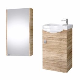 Badmöbel Spiegel Set Gäste WC Waschtischunterschrank Keramikwaschbecken Spiegelschrank Sonoma Eiche Spiegelschrank Badschrank