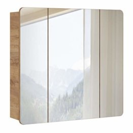 Badspiegel Badezimmer Spiegelschrank 80cm, LED-Beleuchtung, Eiche Wotan 3-türig, B/H/T 80/75-80/16 cm Natur