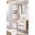 Spiegel Badezimmermöbel Set Hochglanz weiß mit Wotaneiche, 60cm Waschtischunterschrank, Keramik-Waschtisch, LED Badspiegelschrank & 3 Hängeschränke