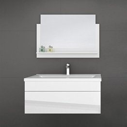 Spiegel Badmöbel-Set Weiß - Medium - inkl. Waschbecken ca. 80 cm | Badezimmermöbel Waschtisch Badmöbelset
