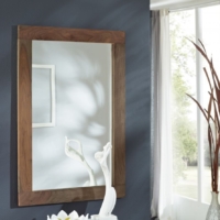 Schöner Holzrahmen Spiegel Sheesham Wandspiegel 118x3x80 grau geölt NATURE GREY Massives Holz dekorativ Landhaus Flur Eingang Schlafzimmer