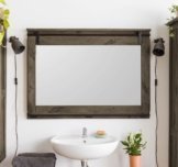 Spiegel mit Massivholzrahmen Mango Holz Wood Design Wandspiegel 114x6x80 grau lackiert RAILWAY