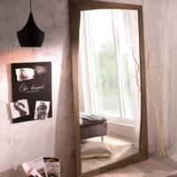 Moderner Design-Wandspiegel Standspiegel mit Holzrahmen 200×100 cm Akazie Braun Landhaus Bauernhaus Dekoration Spiegel Schlafzimmer