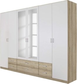 GroÃŸer weiÃŸer Kleider Schrank Kleiderschrank in Eiche Sanremo Natur Holz hell mit Spiegel Schlafzimmer 6-tÃ¼rig BxHxT 271x210x54 cm