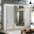 Moderner Kleiderschrank mit Spiegel und Glas Schiebetüren, großer Schlafzimmer Schrank Aluminium-Leisten 250 cm Weiß Lacobel