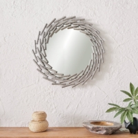 Runder Deko Design-Spiegel Tempestas Ø80 cm Metall silber Wandspiegel rund silber modern Wohnzimmer Schlafzimmer Hotel Flur Eingang