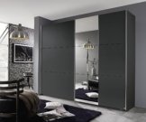 Spiegel moderner Schlafzimmer Schrank Dunkel Grau Metallic Schwebetuerenschrank 2 tuerig 3 Kleiderstangen 3 Einlegeboeden BxHxT 261x210x59 cm 1 e1669475172617