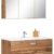 Badmöbel-Set Spiegelschrank Waschtisch Waschbecken Unterschrank mit Soft-Close Funktion Natur Holz Modern