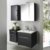 Design Badmöbel Set in Hochglanz Anthrazit modern Farbe Design dunkel Spiegelschrank Waschschrank Waschbecken