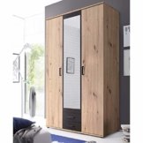 Eleganter Kleiderschrank Artisan Eiche Optik Holz Natur Dekor viel Stauraum moderner Drehtürenschrank Jugendzimmer Anthrazit 120 x 197 x 54 cm (B/H/T)