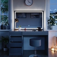 Hochwertiger Schminktisch moderner Frisiertisch Frisierkommode Grau Schlafzimmer Kommode Schublade Ablage Aufbewahrung Kosmetiktisch Make-Up-Tisch Hochglanz