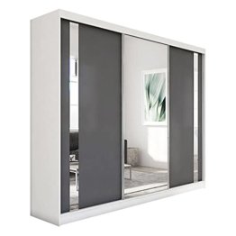 Kleiderschrank Grau WeiÃŸ Flurschrank mit Spiegel SchwebetÃ¼renschrank SchiebetÃ¼ren Schlafzimmerschrank Modern Design 240 cm